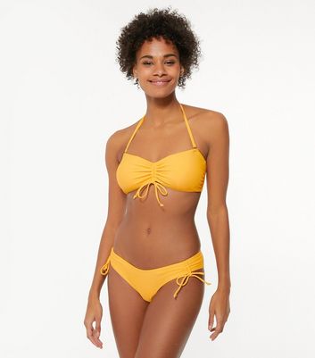 Yellow high best sale neck bikini