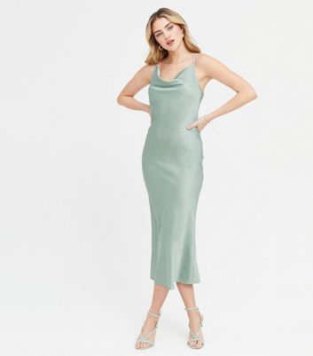 green satin midi