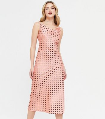 pink spot midi dress