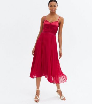 red pleated dresses