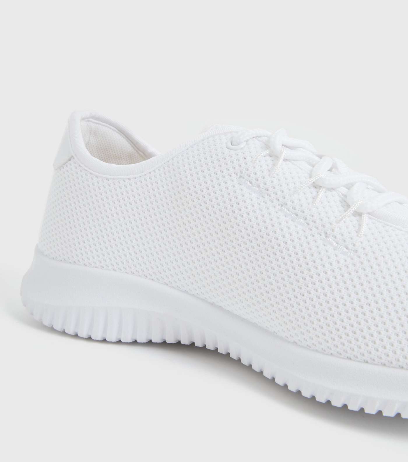White Lace Up Sports Trainers Image 3