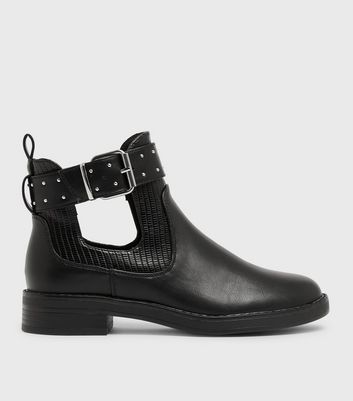 Black studded strap ankle sales boots