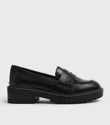 New look chunky croc loafer in black Clearance