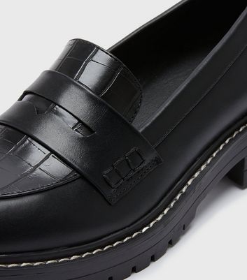 New look chunky croc loafer in black Clearance