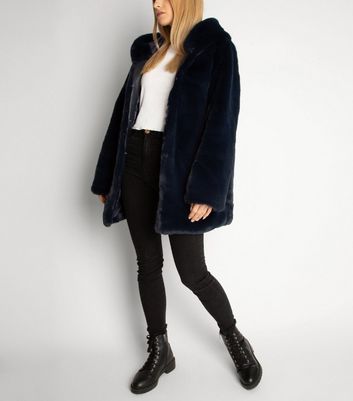 gini london black faux fur hooded jacket