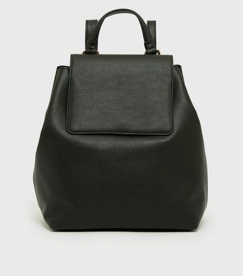 black leather look slouchy backpack
