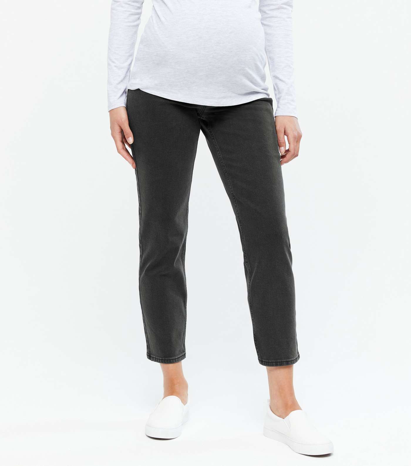Maternity Black Ankle Grazing Over Bump Hannah Straight Leg Jeans Image 2