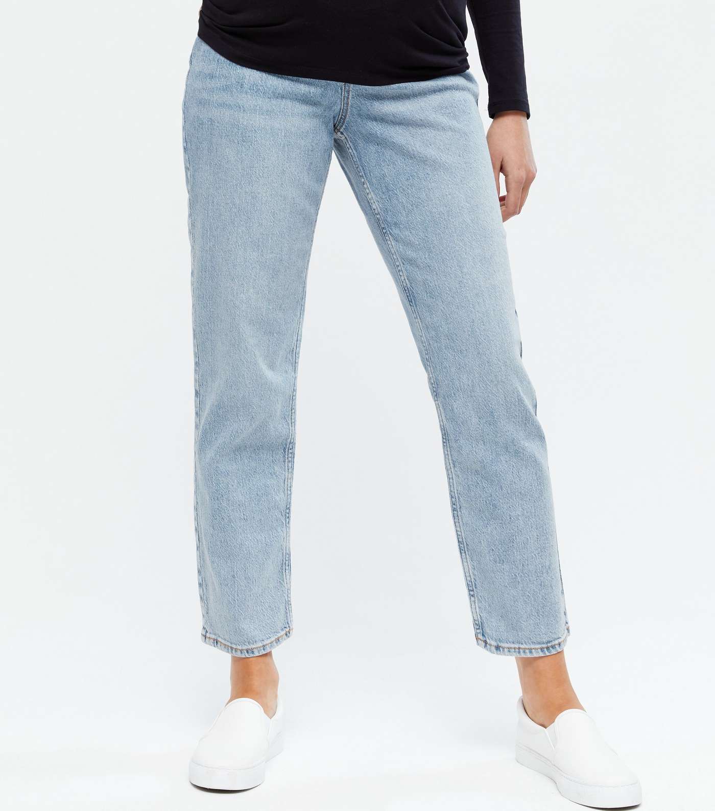 Maternity Pale Blue Ankle Grazing Over Bump Hannah Straight Leg Jeans Image 2
