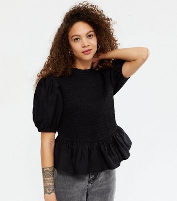 New look black puff sleeve top sale