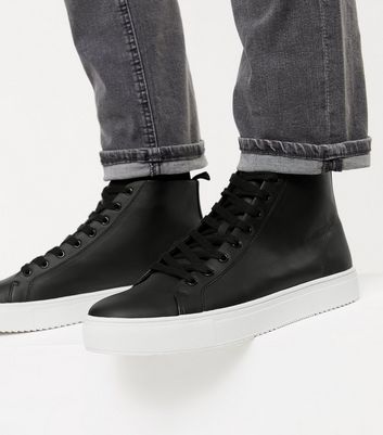 leather high top trainers