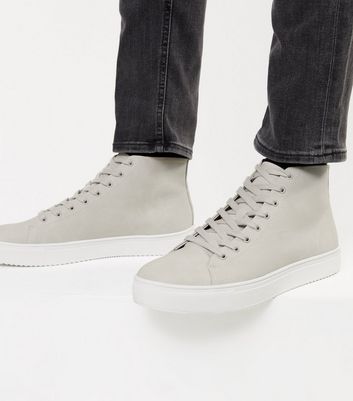 Grey high top trainers best sale