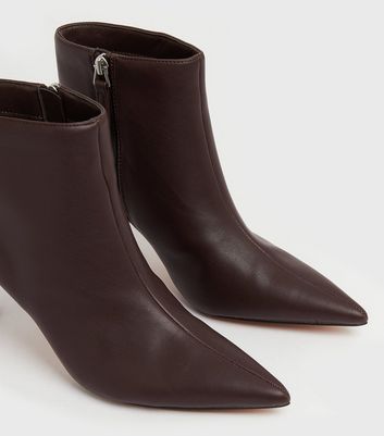 Dark Brown Stiletto Heel Ankle Boots 
