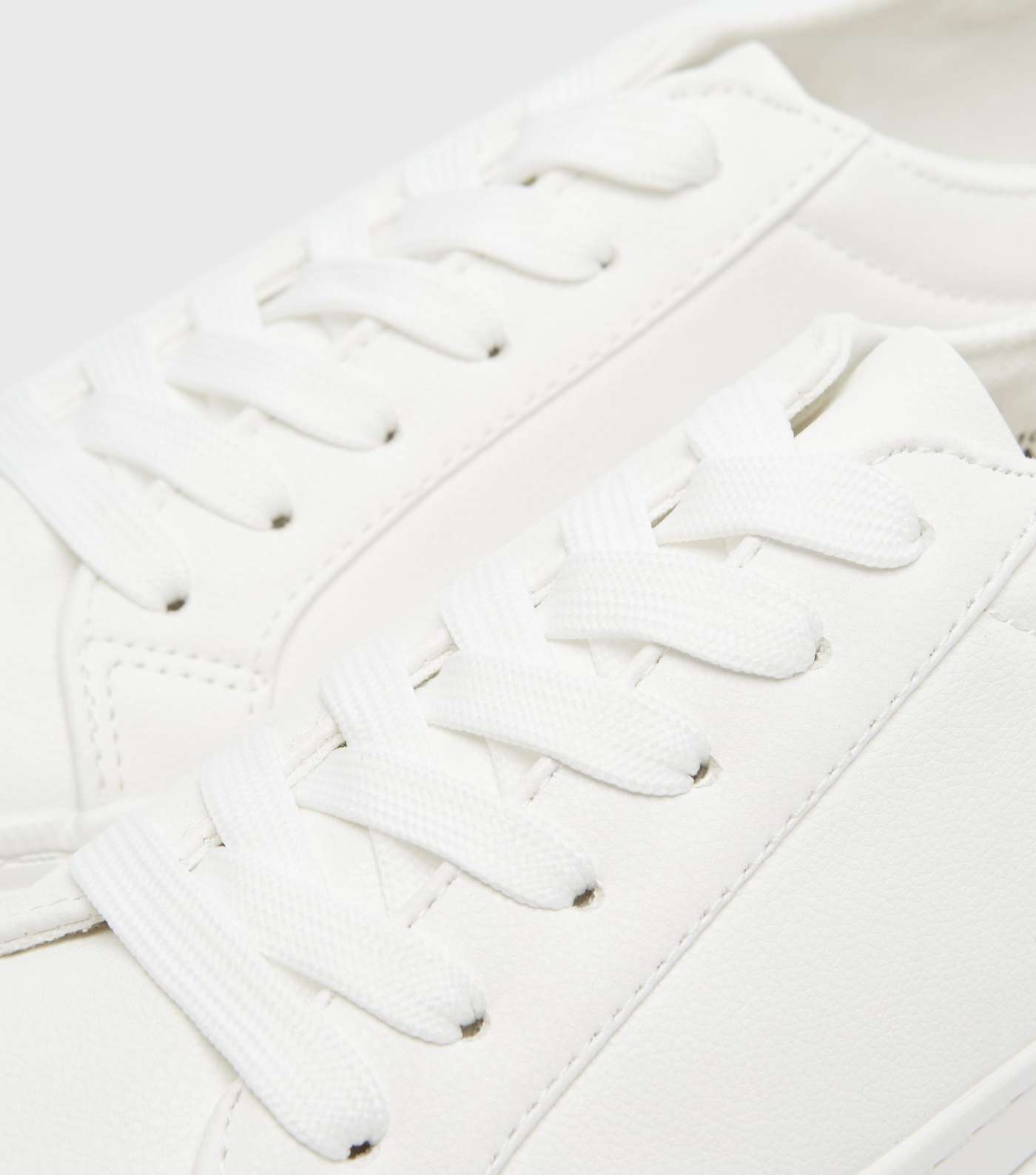 White Stitch Trim Lace Up Trainers Image 3