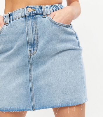 Denim mini skirt with elastic waist best sale