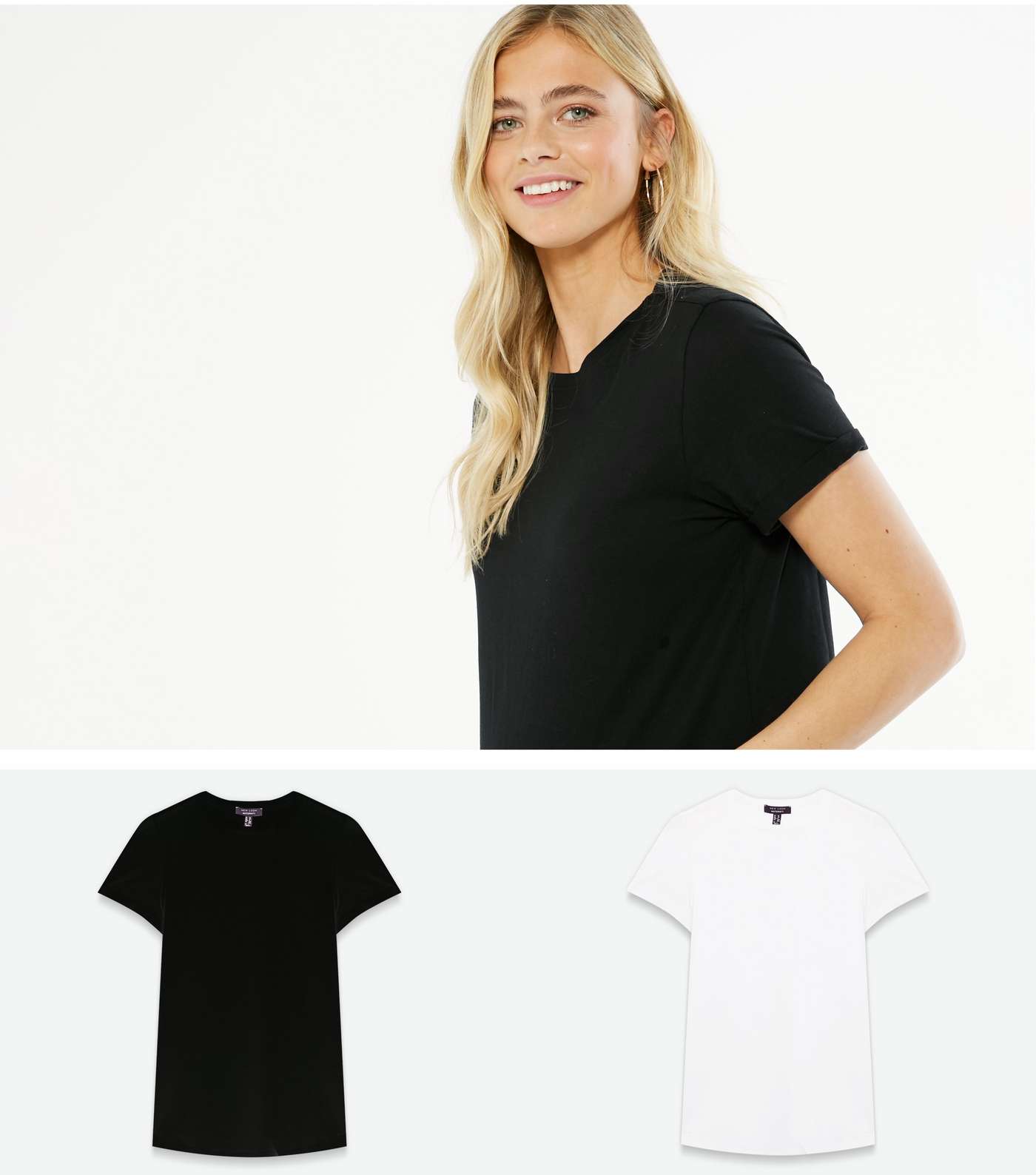 Maternity 2 Pack Black and White Crew T-Shirts