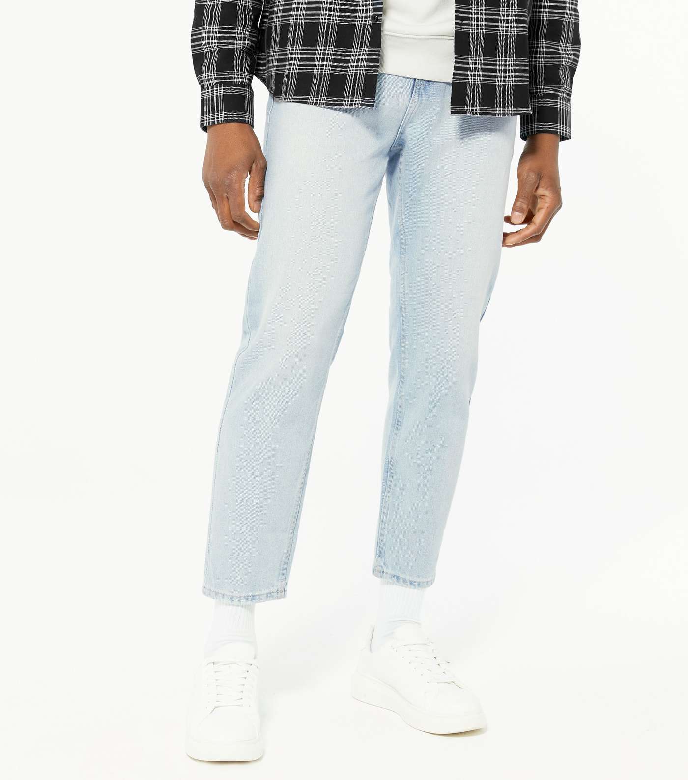 Pale Blue Light Wash Cropped Straight Leg Jeans Image 2