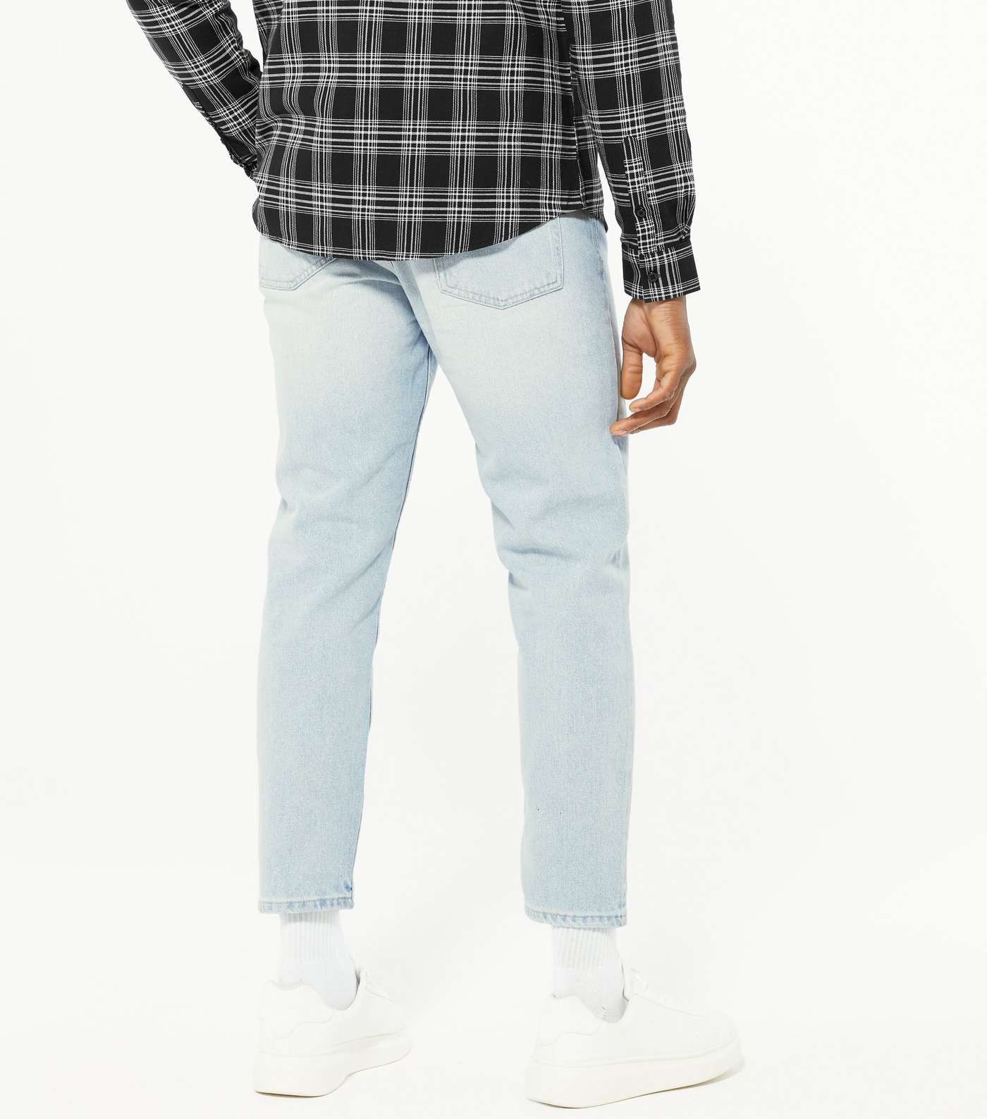 Pale Blue Light Wash Cropped Straight Leg Jeans Image 4