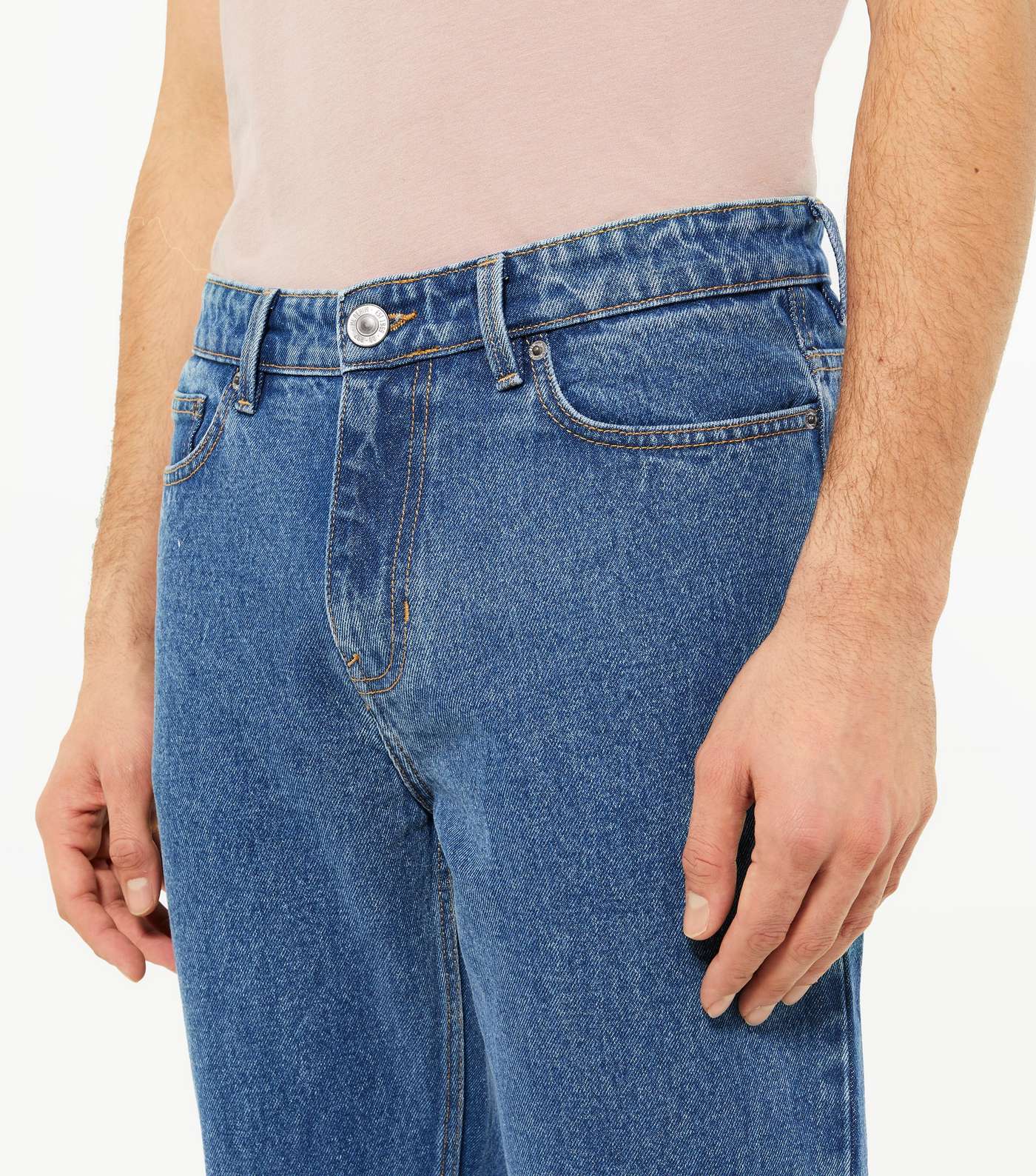 Blue Mid Wash Crop Straight Leg Jeans Image 3