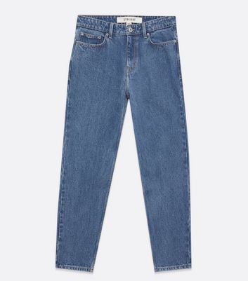 Men's Blue Mid Wash Crop Straight Leg Jeans New Look