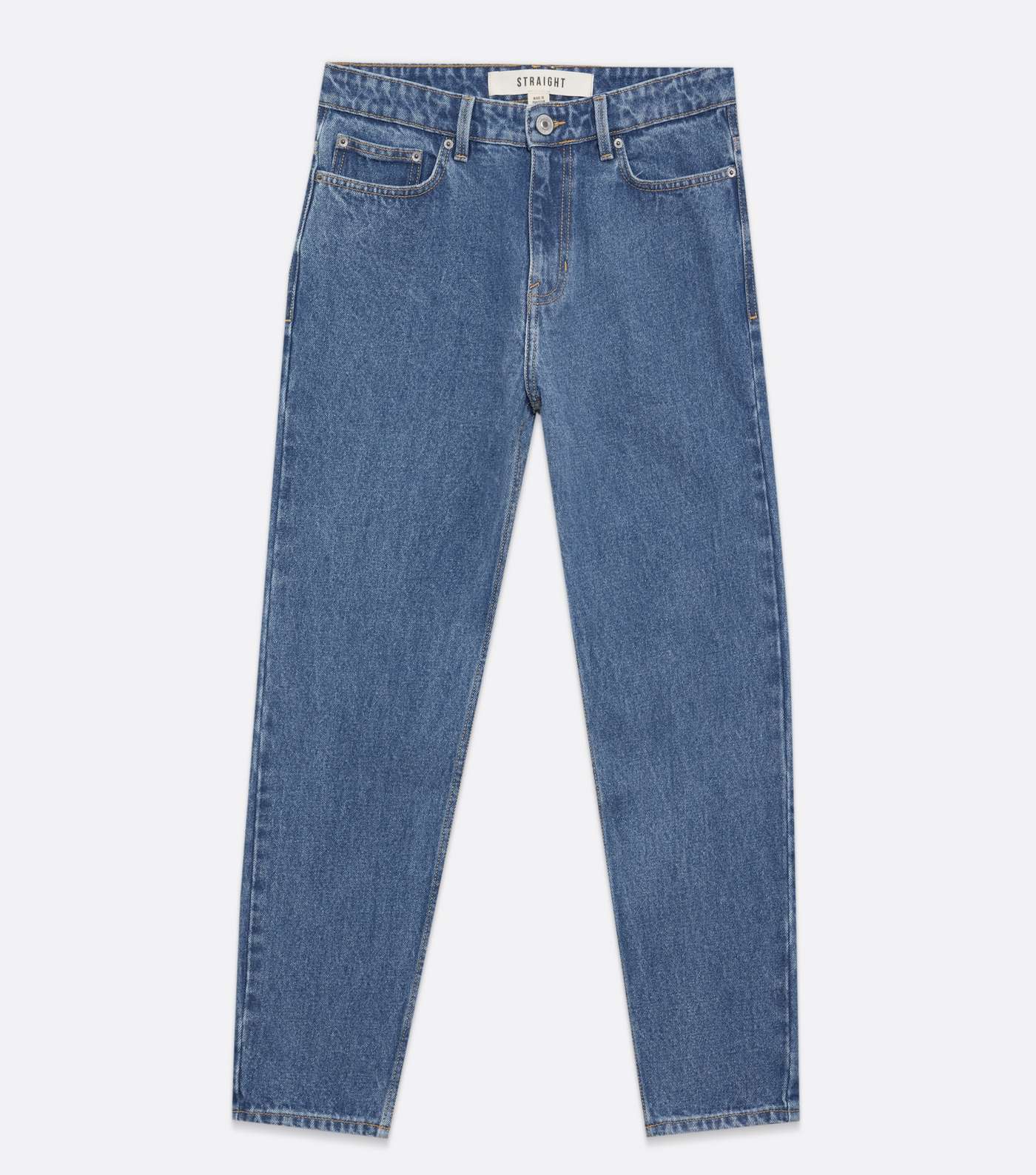 Blue Mid Wash Crop Straight Leg Jeans Image 5
