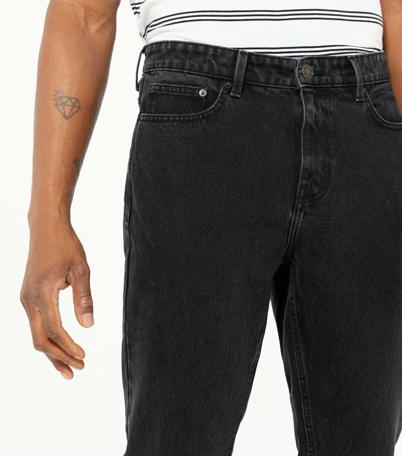 Dark Grey Cropped Straight Leg Jeans Image 3