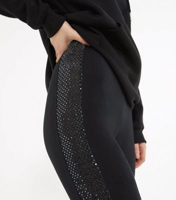 Black leggings outlet with sequin stripe