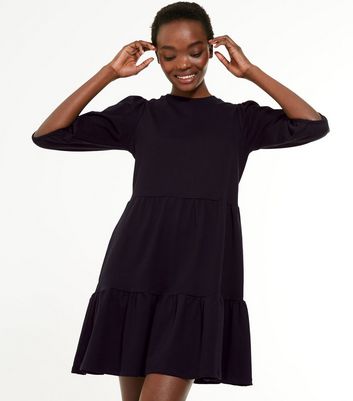 Black Tiered Smock Dress | New Look