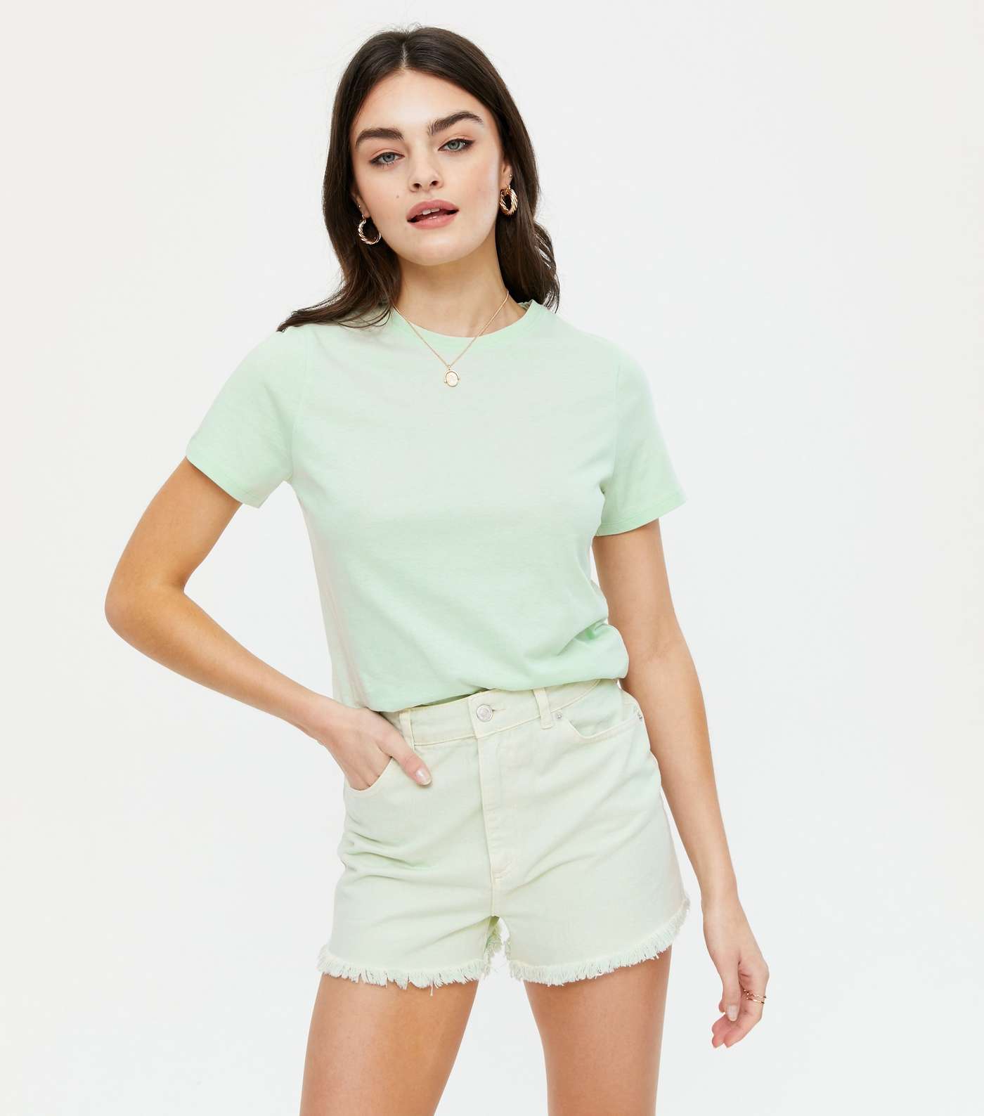 Light Green Basic Cotton T-Shirt
