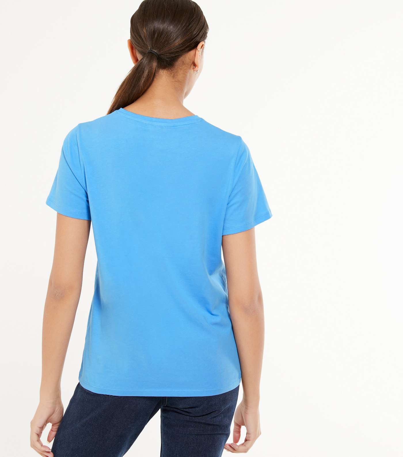 Blue Basic Cotton T-Shirt Image 3