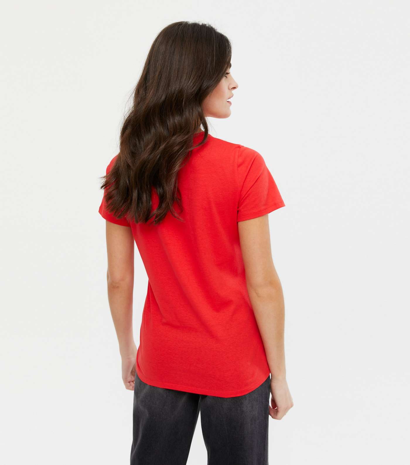 Red Basic Cotton T-Shirt Image 4