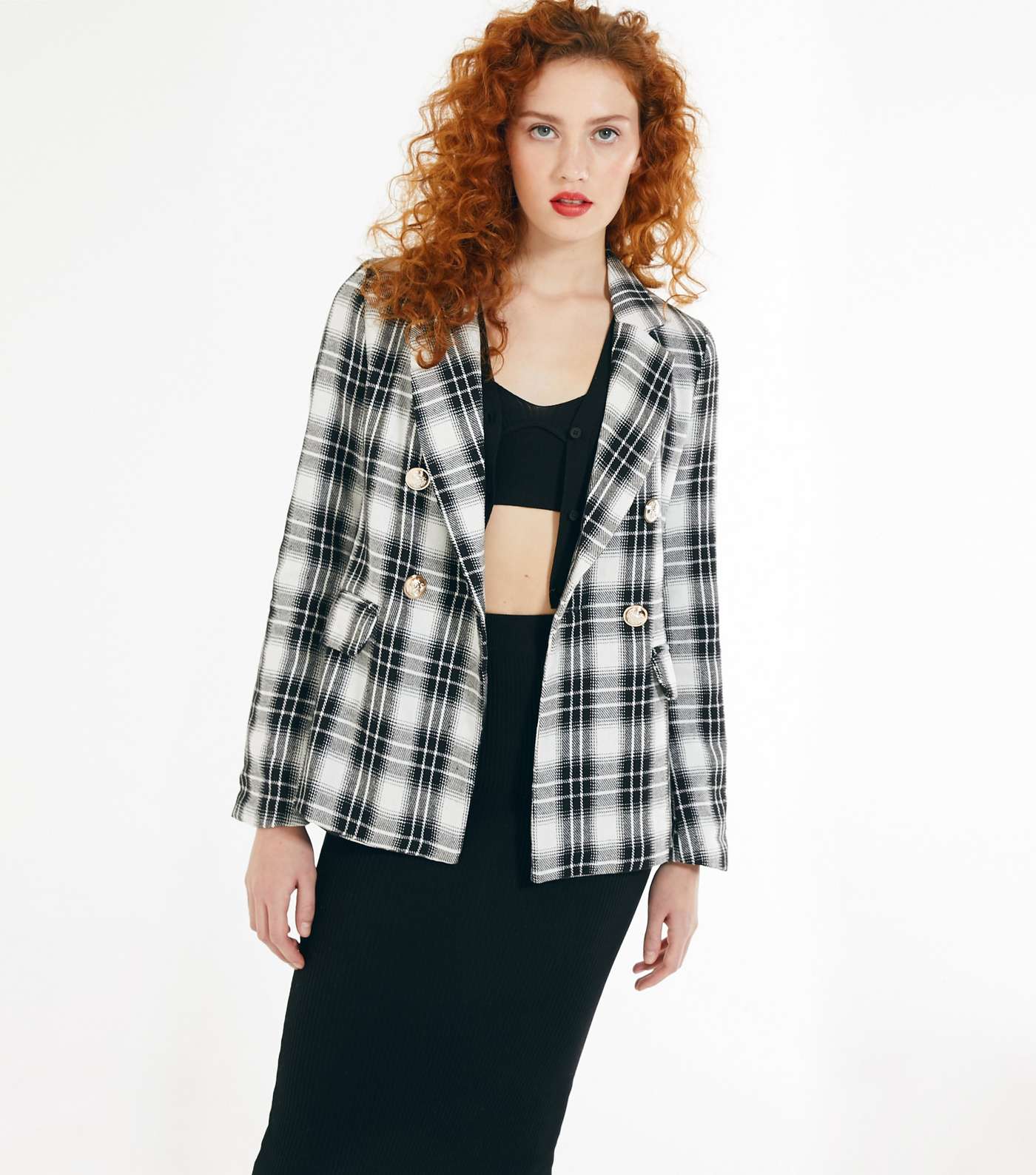 Cameo Rose White Check Double Breasted Blazer 