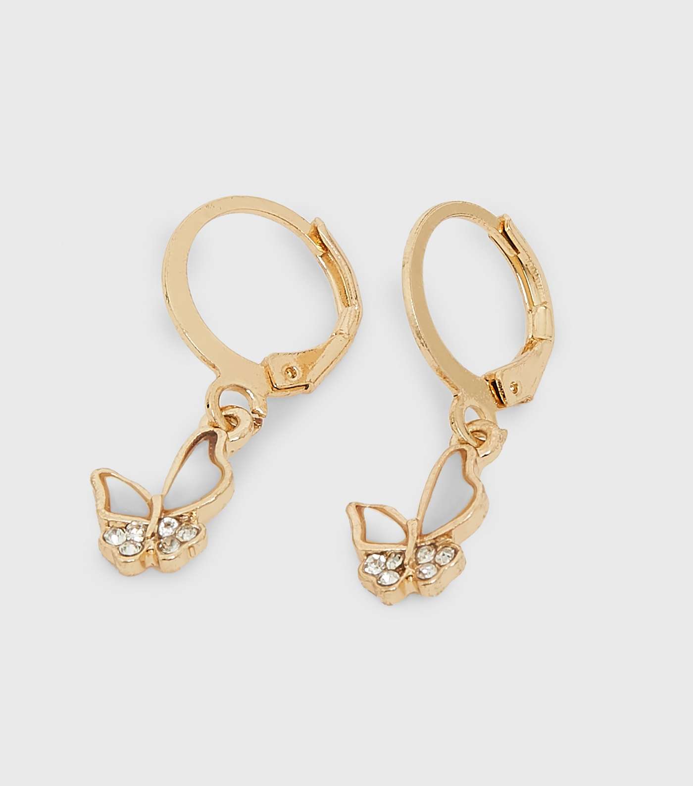 Gold Butterfly Charm Hoop Earrings