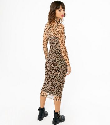 leopard mesh dress