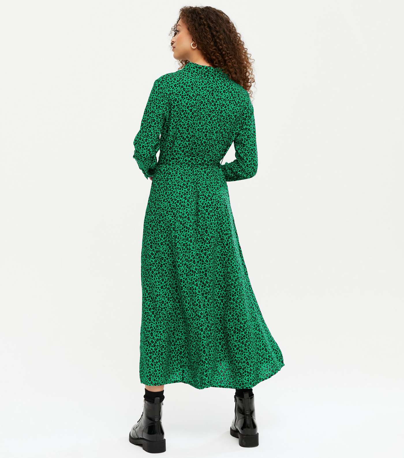 Petite Green Animal Print Midi Dress Image 3