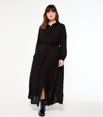 Black maxi shirt dress on sale