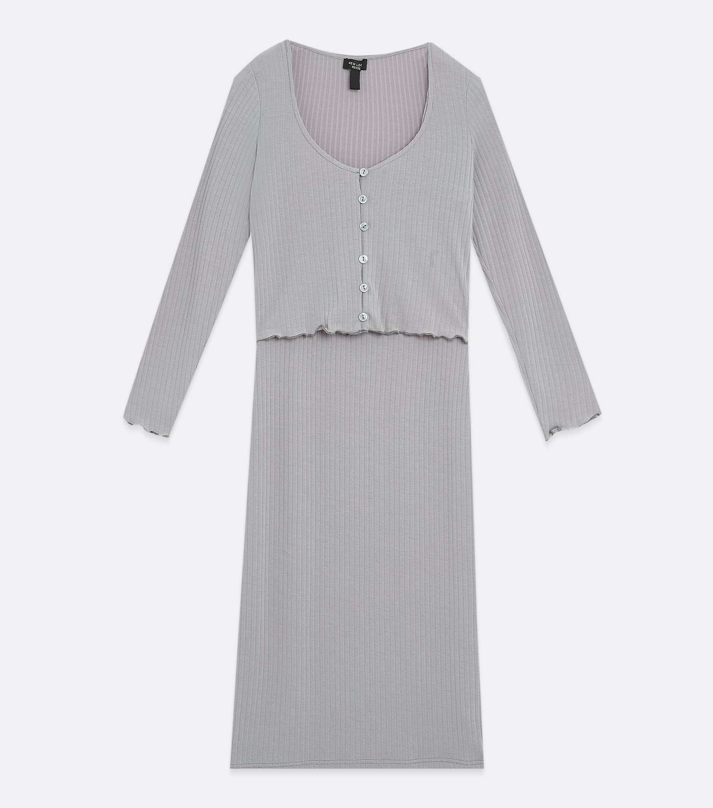 Petite Grey Ribbed Cardigan and Midi Dress Set Image 6