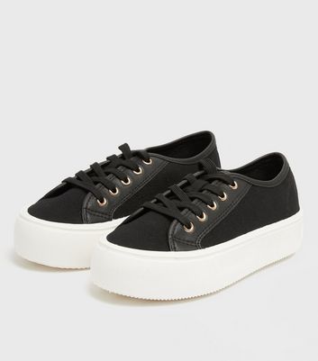 New look black hot sale platform trainers