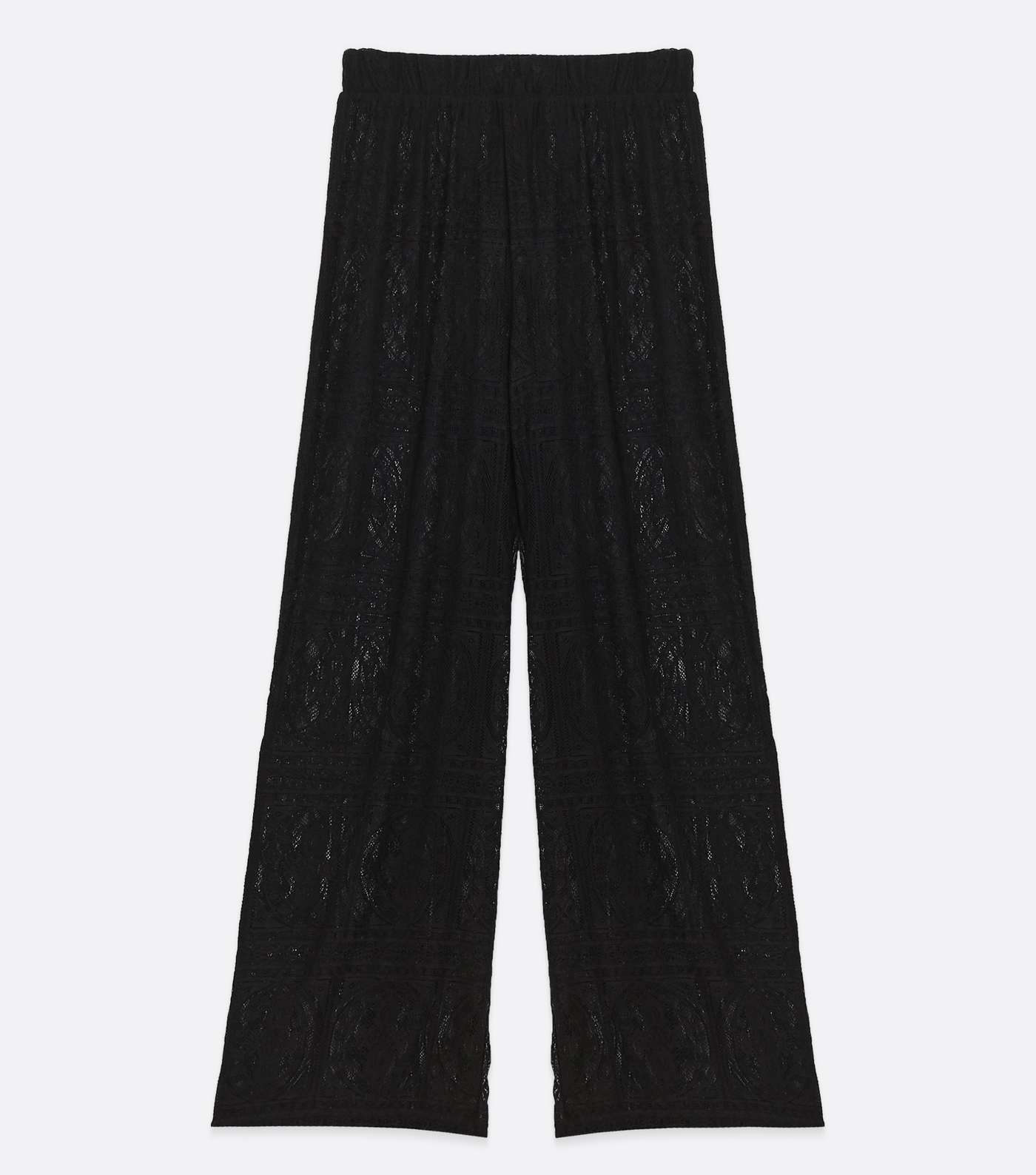 Black Crochet Lace Beach Trousers Image 5
