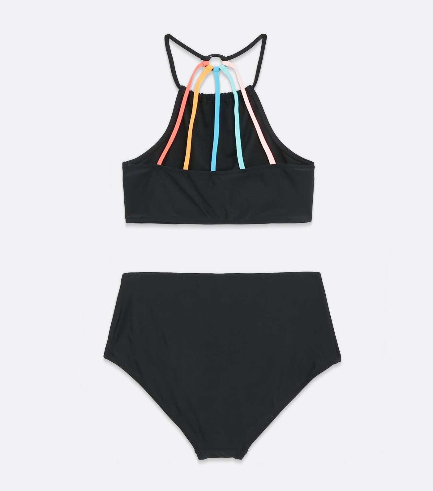 Girls Black Rainbow Strap Bikini Set Image 2