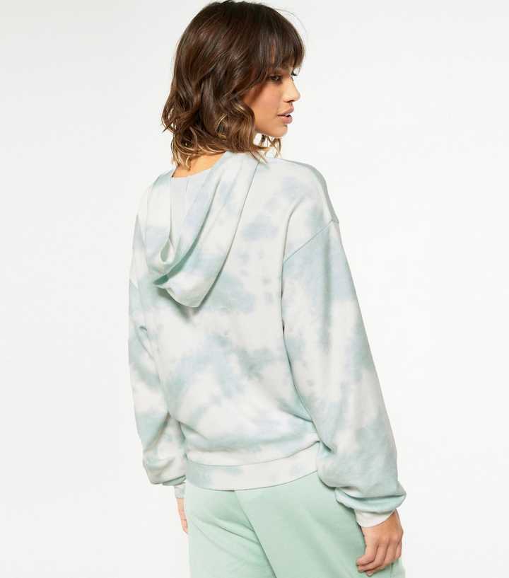 Green Tie Dye Soft Fine Knit Hoodie | New Look