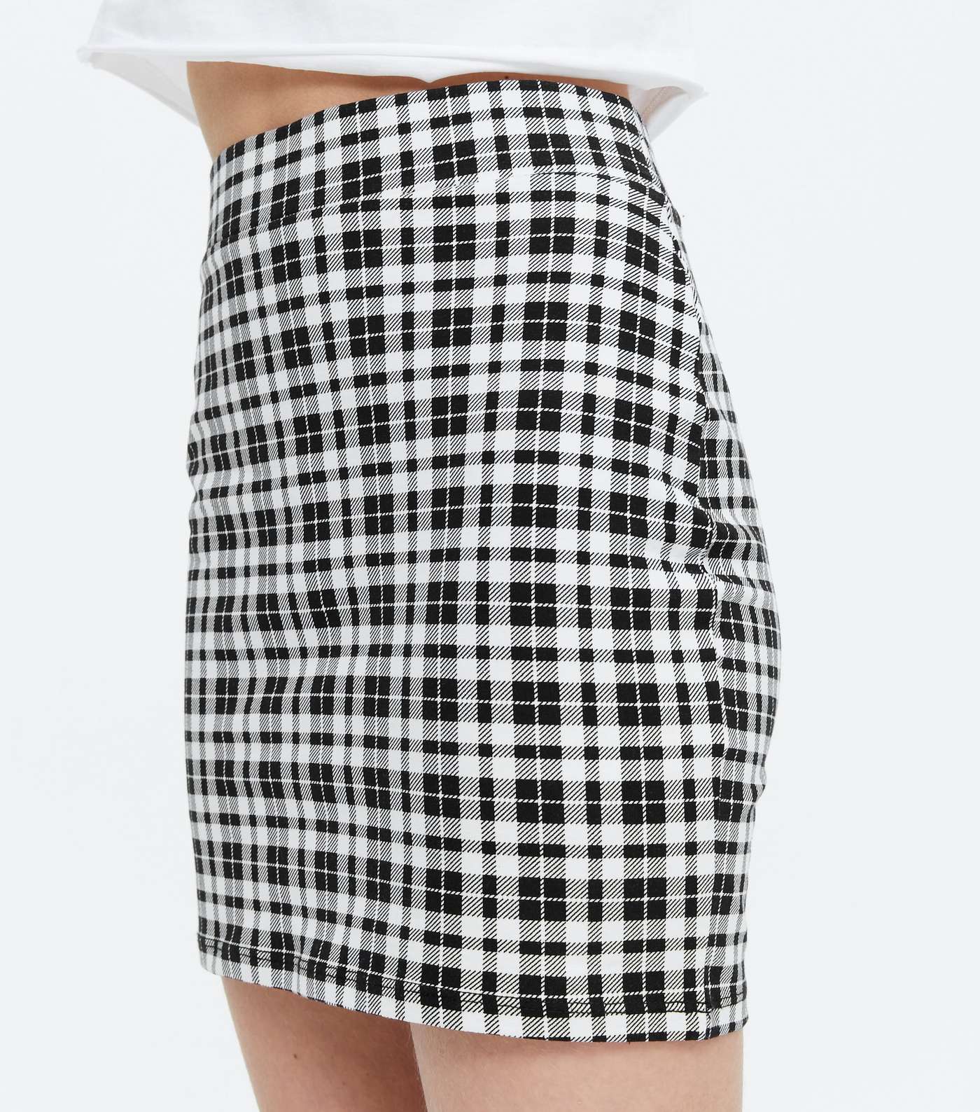 Girls Black Check Tube Mini Skirt Image 3