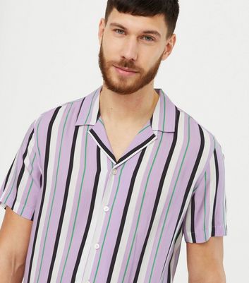 Light Purple Stripe Short Sleeve Shirt 