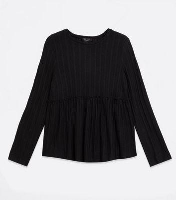 Maternity Black Ribbed Fine Knit Peplum Top New Look