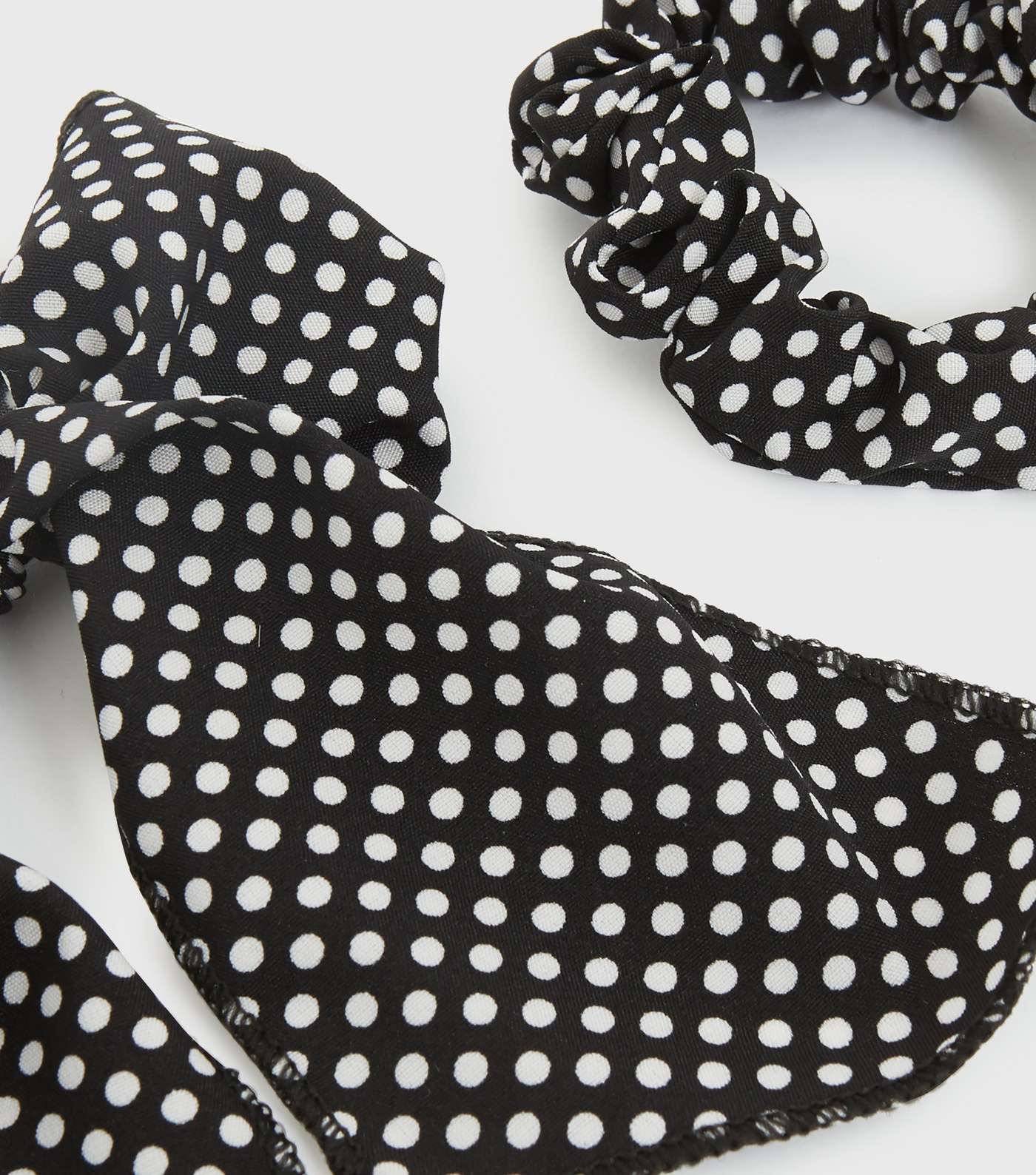 Girls Black Spot Bow Hair Band and Scrunchie Set Image 3