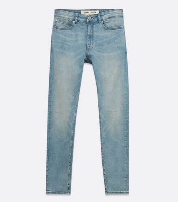 Blue Vintage Wash Skinny Stretch Jeans 