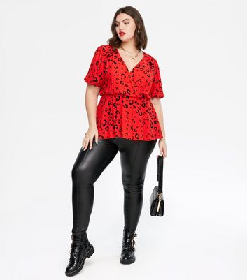 red leopard print wrap top