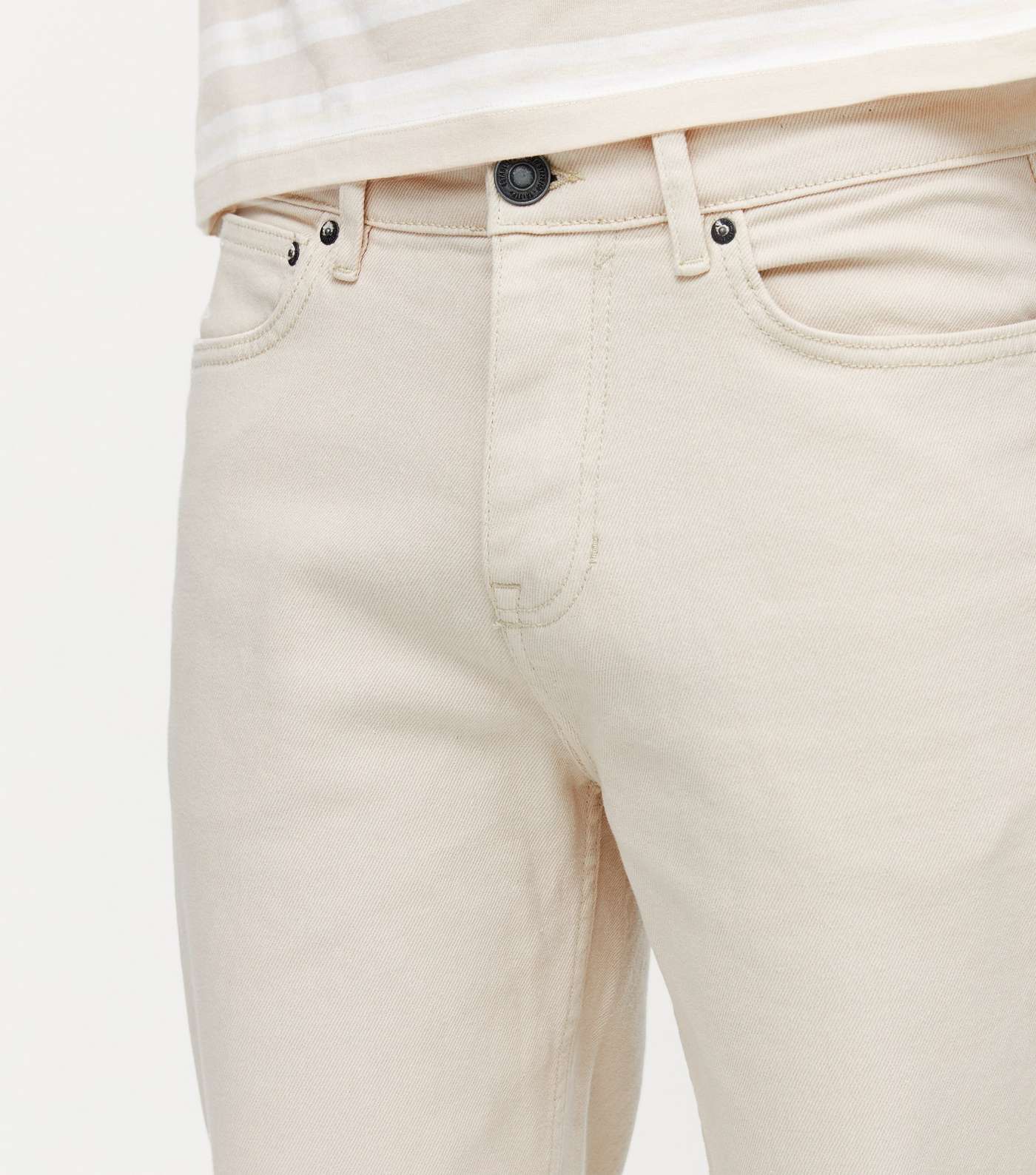 Off White Tapered Leg Jeans Image 3