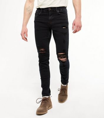 dark grey ripped skinny jeans mens