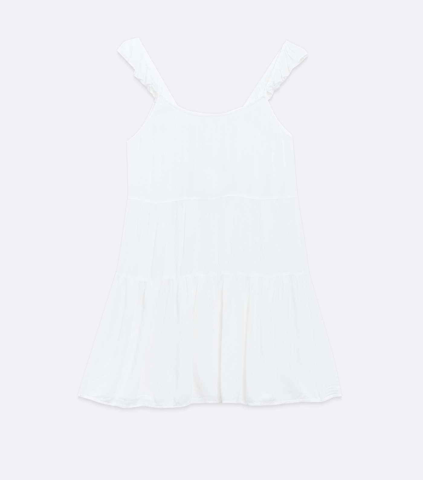 White Cheesecloth Frill Swing Beach Dress Image 5