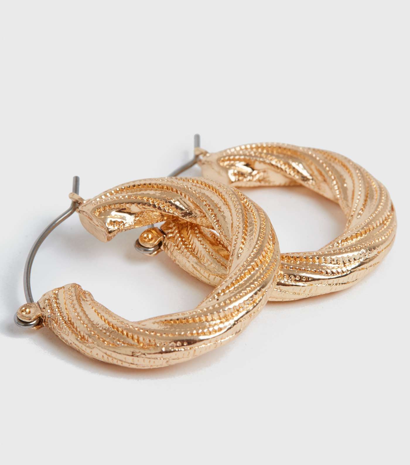 Gold Chunky Plait Hoop Earrings Image 3